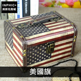 INPHIC-裝飾防水英倫家居手提箱創意收納盒復古桌面首飾盒道具皮革-美國旗